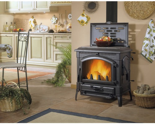 Poêle Isotta avec plaque de cuisson fonte noir 11.9 kW