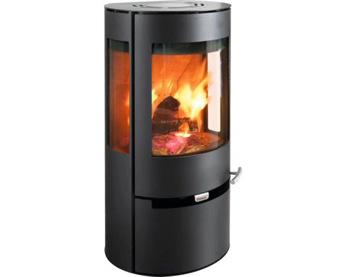 Poêle Aduro 9 en acier noir avec un tiroir 6 kW