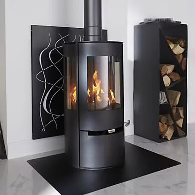 Poêle Aduro 9 en acier noir avec un tiroir 6 kW